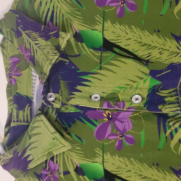 Bogey Is Life Bamboo Tropical Print Mens Golf Polo Size XL Athletic Fit Heavy - Picture 3 of 8